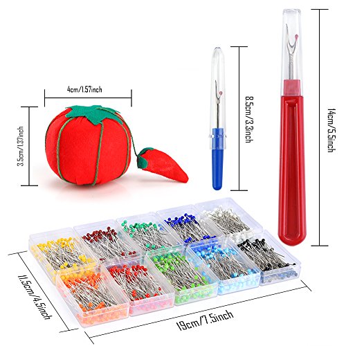 image for Pllieay 1000 Pieces Sewing Pins Multicolor Glass Ball Head Pin Straigh