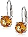 Amazon Essentials Citrine Leverback Earrings in Sterling Silver (7mm), (previously Amazon Collection)