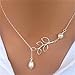 FULLIN Pearl Pendant Necklace Simple Leaf Long Necklace Jewelry For Women Girl