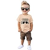 GLIGLITTR Two Cool 2nd Birthday Shirt 2 Year Old Boy Second Birthday T-Shirt Bday Party Gift Funny Short Sleeve Tee Tops
