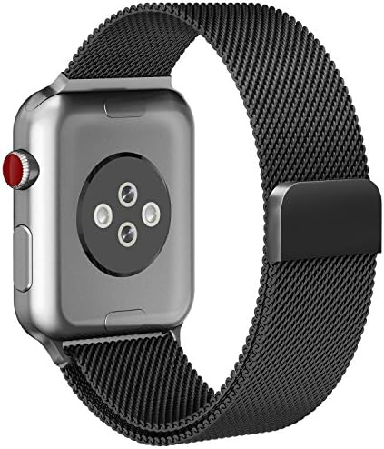Apple Watch Band ,38mm Milanese Loop Mesh Smooth Stainless Steel Strap Freely Fully Magnetic Closure Clasp Metal Strap Wrist Band Replacement Bracelet for Apple Watch Band Series 3/2/1 (Black)