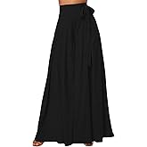 SEMATOMALA Women's Side Knot Tie Waist Wide Leg Long Pants Pleated High Waist Full Length Elegant Work Wear Palazzo Pants