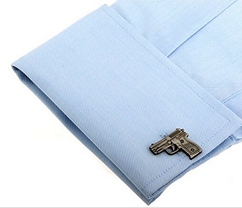 007 Theme Cufflinks Silvertone/Enamel Cufflinks 3pcs/set,Gun and Bullet - Thumbnail 6