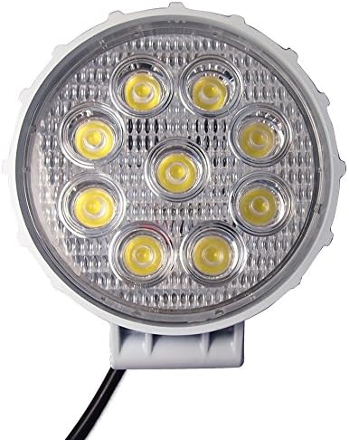 TJGD New Design 27W LED Flood Bead Round Work Light White Shell 10V 12V 24V Waterproof Driving Light 4.25 inch - Pack of 1