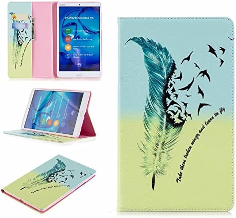 iVOYI Huawei MediaPad M5 8.4 Case Protective Wallet Flip Stand PU Leather Cover Case for Huawei MediaPad M5 8.4" Tablet 2018 Release, Feather Flying Birds