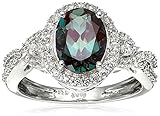 Sterling Silver Create Alexandrite Oval with Created White Sapphire Ring, Size 7