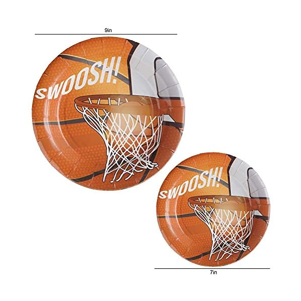 102 Piece Basketball Party Supplies Set Including Banner, Plates, Cups