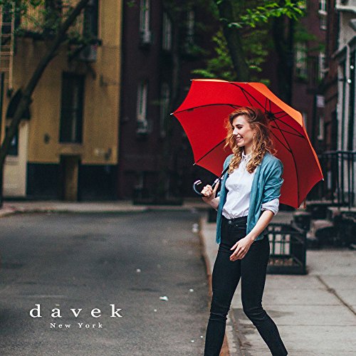 DAVEK ELITE UMBRELLA (Classic Black) - Quality Cane Umbrella with Automatic Open, Strong & Windproof