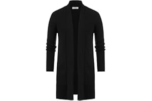 PJ PAUL JONES PJ PUAL JONES Men's Shawl Collar Open Front Long Cardigan Ribbed Knit Sweater with Pockets