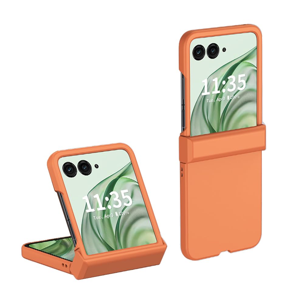 QINOUK Case for Motorola Razr 50 Ultra, [Shockproof] PC Anti-Scratch Protective Case Case, Hinge Protection, Case Cover for Motorola Razr 50 Ultra-Orange