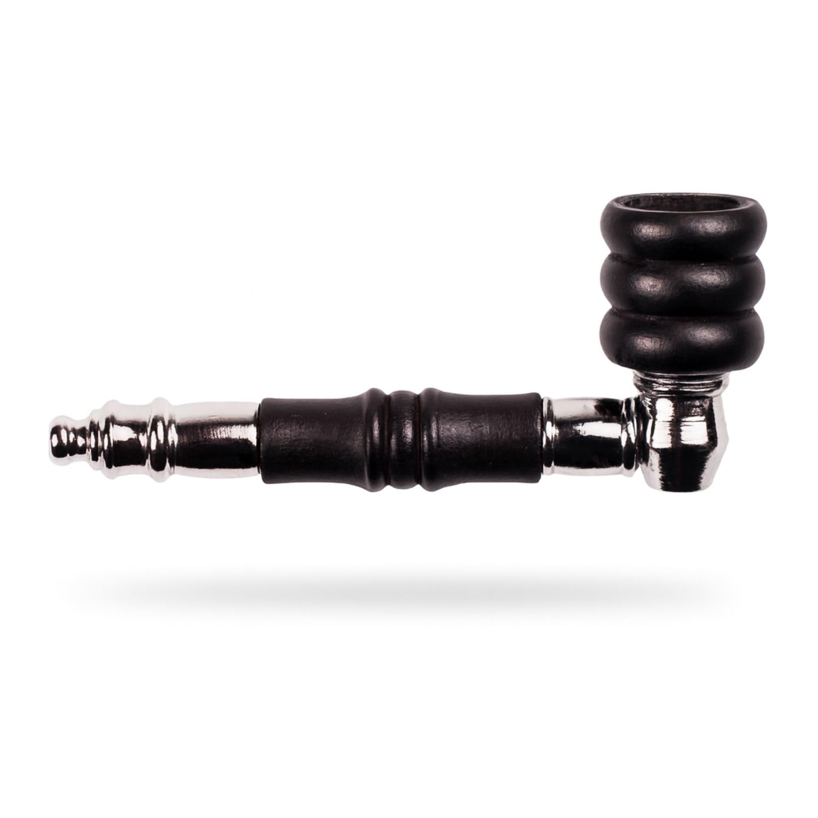 Weedness Wooden Pipe Metal Pipe 10 cm Black Tobacco Pipe Screw Pipe Smoking Pipe Wood