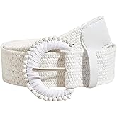 Verdusa Women's Round Buckle Straw Belts Boho Braided Waist Belt