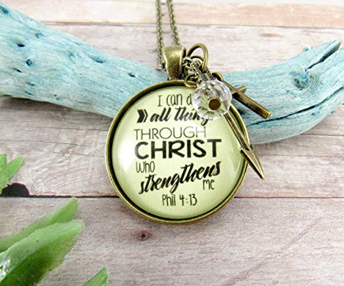 24" I Can Do All Things Faith Inspired Necklace Brave Life Phil 4 13 Quote Mantra Pendant For Women Cross Charm