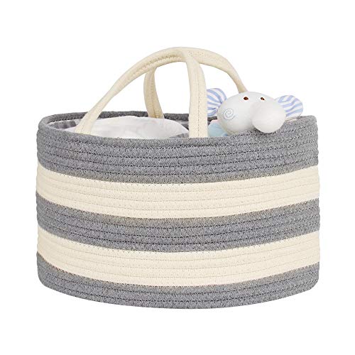 Diaper Caddy Organizer, AOEK Nursery Storage Bin and Car Organizer for Diapers and Baby Wipes with Removable Inserts, Baby Shower Gift