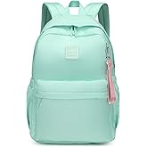 Caran·Y Kids Backpack Large Space Waterproof Classic School Backpack Light Weight Two Size Multi-pocket Toddler Backpack (Pink Green, Medium)