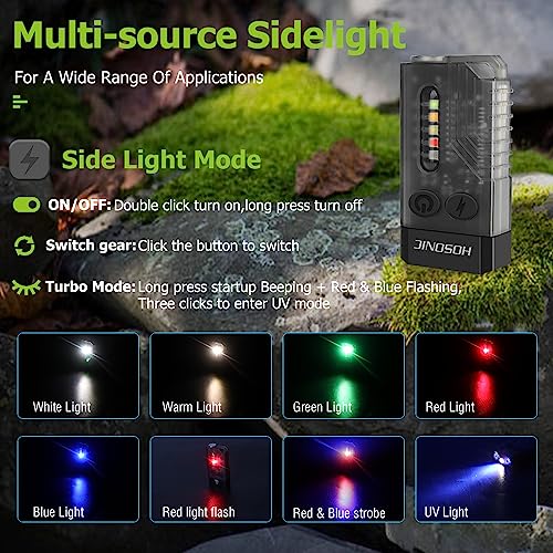 HOSONIC E9 Small Powerful LED Flashlight 1000 Lumens, Mini Keychain Rechargeable Flashlights with 365nm UV and Color Light, 12 Flashlight Modes, Magnetic, IPX4 Waterproof