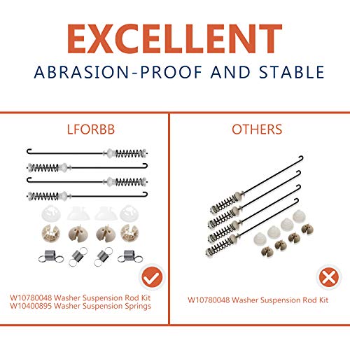 [UPGRADE]W10780048 Washing Machine Suspension Rods(4 Packs)+W10400895