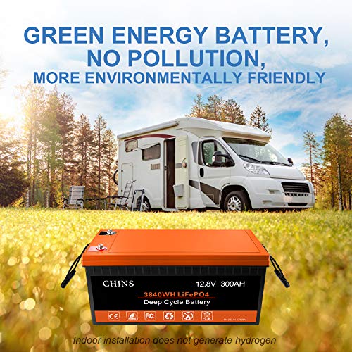 CHINS LiFePO4 Battery 12V 300Ah Lithium Battery - Built-in 200A BMS, 2000~5000 Cycles, Perfect for Replacing Most of Backup Power, Home Energy Storage and Off-Grid etc. - Image 6