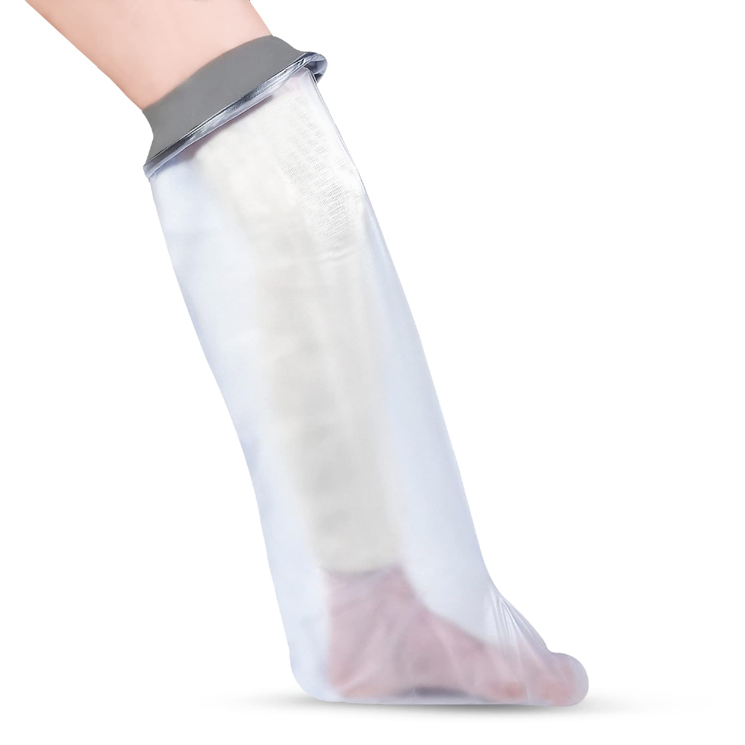 Waterproof Leg Cover for Shower & Bath - Adult - Reusable Waterproof Cast Protector Leg Sleeve Made With a Soft, Stretchy Neoprene Seal & High Grade PVC Body – Large-Extra Large, 84 cm x 44 cm, Grey