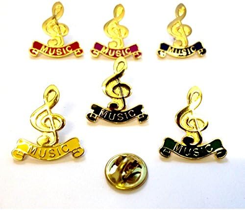 GIFTSEARCH Treble Clef motif,MUSIC text, School Lapel Pin Badge (xsc001)
