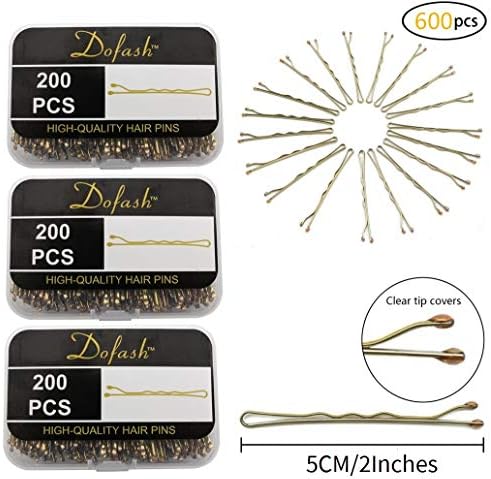 Dofash 600pcs(200countsx3box) Metal 5cm Bobby Pins Black Hair Clips grips with box for Hair Decoration (Blonde/Box)