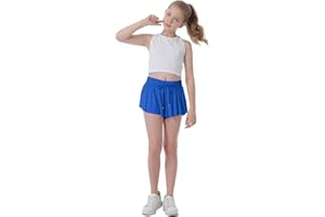 NEXSONIC Flowy Shorts for Girls Butterfly Shorts for Kids Teens Preppy Tennis Running Athletic Shorts with Liner