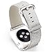 iiteeology Compatible with Apple Watch Band Women Girls, Genuine Leather Sparkly Bling Glitter iWatch Band for Apple Watch SE Series 7 6 5 4 3 2 1, Silver 38mm/40mm/41mm
