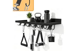 SSNEWOG Floating Shelf Organizer Compatible with Tonal Accessories,16.9x6Home Gym Weight wall Storage Equipment Hanger, Metal Rack Holder Wall Mount with 5 T-Lock Brackets & Hooks Hanger