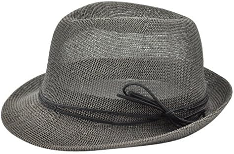 Sun Hats for Women Extra Large, Grey Fedora Beach Hats, Straw Hat UV Protection