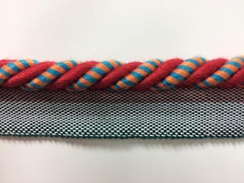 3/8" Cord Edge Lip Cord 100% Cotton CE-3/44-30-49 (Turq/Red & Orange)