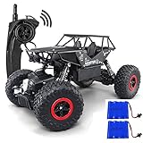 Guluman 1/18 Alloy RC Cars with Two Batteries Remote Control Truck 4x4 Off Road Rock Crawler for Boys 2.4GHz Radio Controlled Monster for Kids