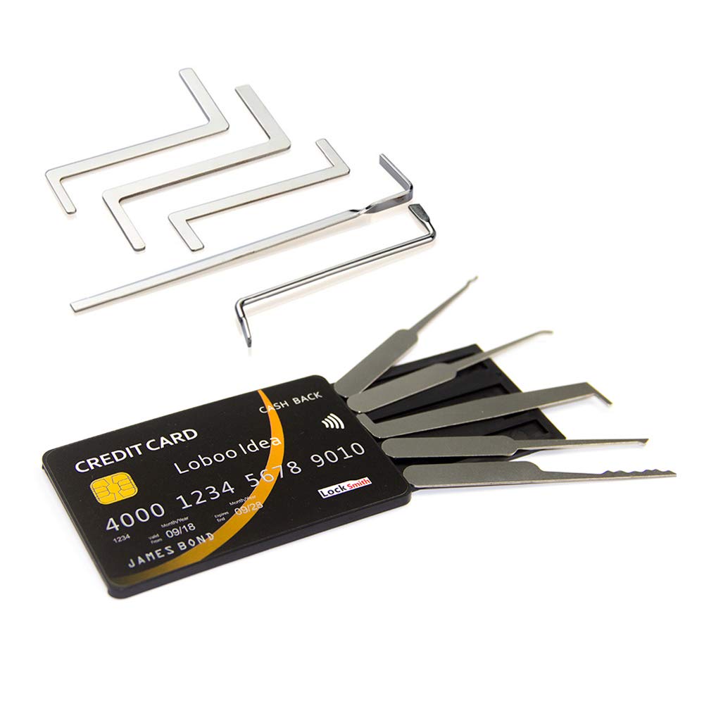 Loboo Idea 10-Piece Locksmith Lock Pick Set with Tension Wrench & Credit Card Picking Tool