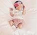 Newborn Infant Baby Girls Hello World Clothing 3pcs Romper Clothes+Gauze pants+Flower Headband (70/0-6Month)