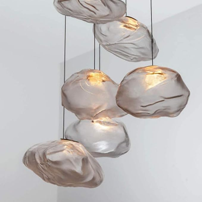 YXZQ Glas Hängelampe, unregelmäßige Pendelleuchte, Wolkendeckenlampe