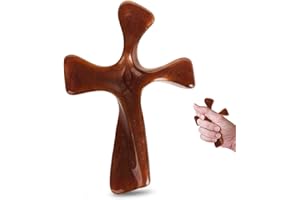 SOULSIO Soothe My Restless Soul Prayer Cross- Faith Gifts For Women- Handheld, Comforting Design for Clutching, Clinging and Praying- Peaceful, Calming Bereavement Sympathy Gift- Brown Resin (1 Cross)