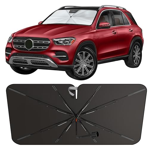 Photo 1 of [2025 Upgraded] Econour Premium Windshield Umbrella Sun Shade | Foldable Car Window Shade for Front Windshield | Sun Blocker Visor Extender | Heat Protection for Sedans, SUVs, Trucks | Medium 57"x33"