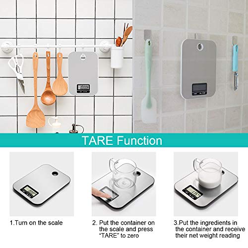 Digital Food Scale Digital Multifunction Kitchen Scale Stainless Steel Platform Weight Scale Ounce Pound Gram Cooking Scale With LCD display With Tare Function (White)