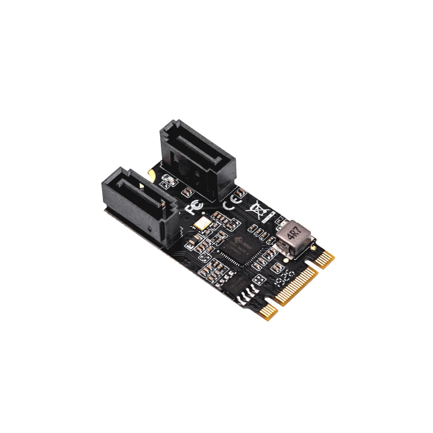 IO Crest M.2 22x42 to SATA III 2 Ports Adapter Card (Jmicro Chipset), Add Two SATA 3.0 Devices to Any M.2 2242 Slot