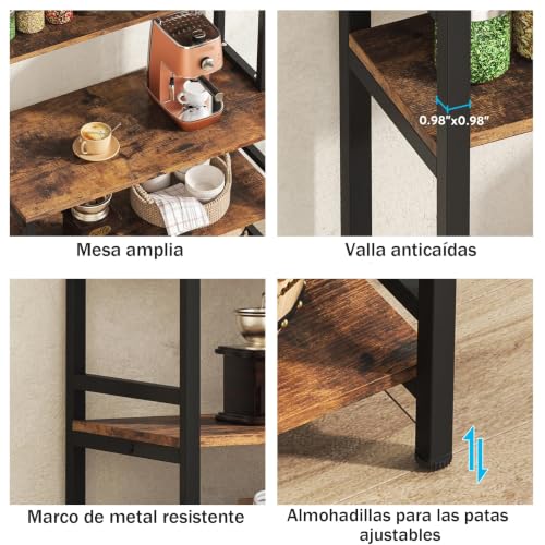 STAR BURN Estantería de Cocina Organizadora 5 Niveles para Microondas - Mueble de Almacenamiento en Madera de Alta Calidad, Alacena Moderna para Cocinas Pequeñas 80 * 40 * 168cm