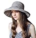 Home Prefer Women's Cotton Essential Summer Hat Fold up Wide Brim Sun Bucket Hat UPF50+ Fishing Hat Beach Sun Hat with Stripes Light Gray