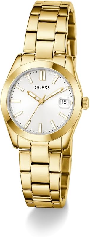 Alice GW0934L2 - Reloj de Pulsera para Mujer con Fecha, Correa de Acero Inoxidable, Cristal Mineral, Esfera Blanca, 3 Bares, diámetro de la Caja: 32 mm
