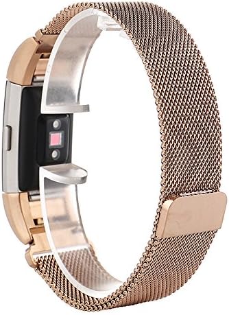 VOCOOL Unique Magnet Clasp Large Wristbands Fit For Fitbit Charge 2 Fitbit Alta Smart Watch 316L Metal Milanese Replacement Strap (Rose gold)