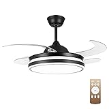 Minfeng 42 inch Retractable Ceiling Fan with Lights