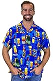 Funky Hawaiian Shirt, Beerbottle, blue, M