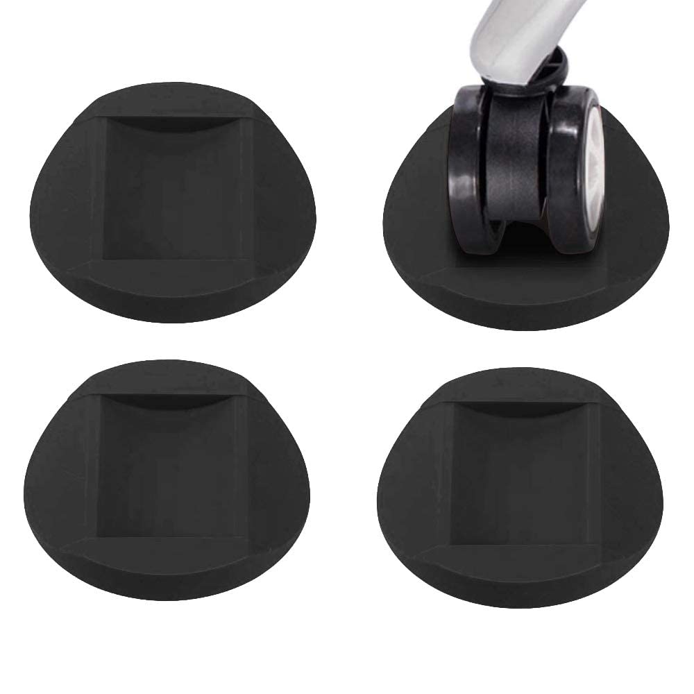 Jc.upin Bed Wheel Stoppers,4 PCS Anti-Sliding Castor Wheels Feet Stoppers Pads,Rubber Castor Cups for Wooden Floors,Divan Wheel Stoppers (Black)
