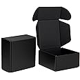 Mcfleet 4x4x2" Black Shipping Boxes - Corrugated Cardboard Mailing Box Packaging for Small Business - Tab Locking Literature Mailer Flat Empty Gift Packing Supplies 24 Pack