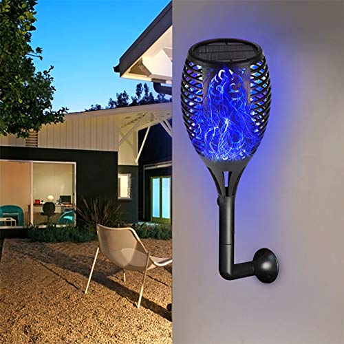 Solar Lights,Waterproof Flickering Flames Torches Lights Outdoor Solar Light Landscape Decoration Lighting Dusk to Dawn Auto On/Off Security Torch Light 4 Packs (4 Pack, Blue) - Thumbnail 2