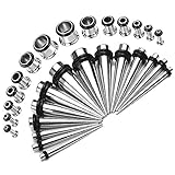 Gauges Kit 28 Tapers Steel with Single Flared Plug Tunnels 12G, 10G, 8G, 6G, 4G, 2G, 0G Ear Stretching