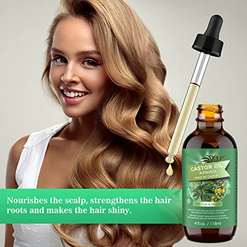 Castor Oil for Hair Growth Eyelashes(118 ml),100% Pure&Natural Cold Pressed Castor Oil for Eyelashes,Hair Growth,Beard,Body,Face,Skin Care,Nail