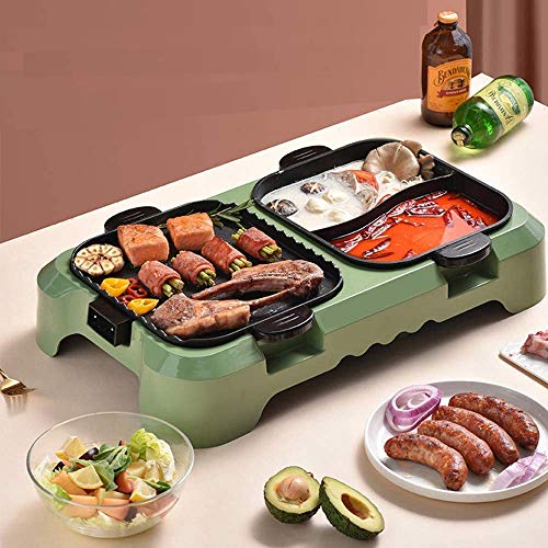 2200W Electric Smokeless Grill and Hot pot, 3.5L Removable Fast Heat Hot Pot with Korean BBQ
